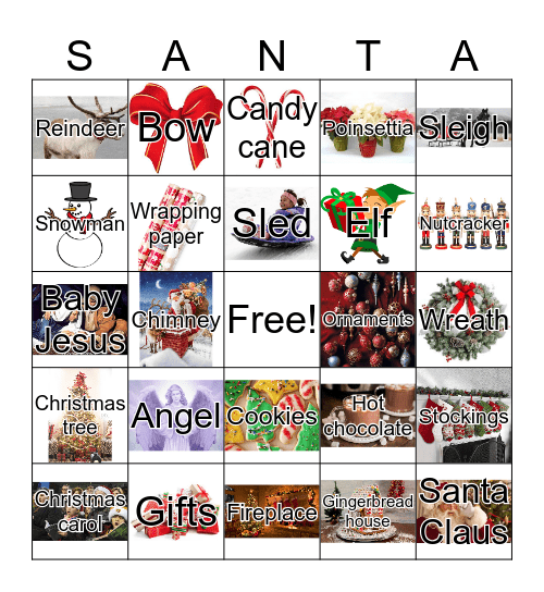 Christmas Vocabulary Bingo Card