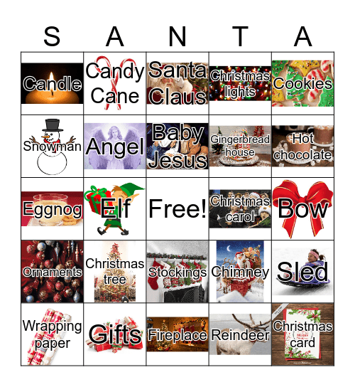 Christmas Vocabulary Bingo Card