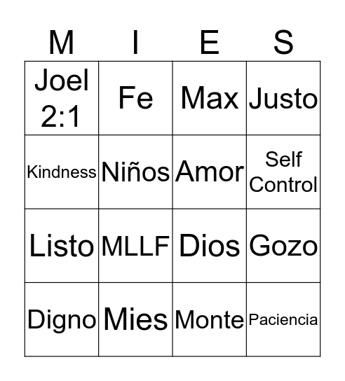 OBREROS DE LA MIES Bingo Card