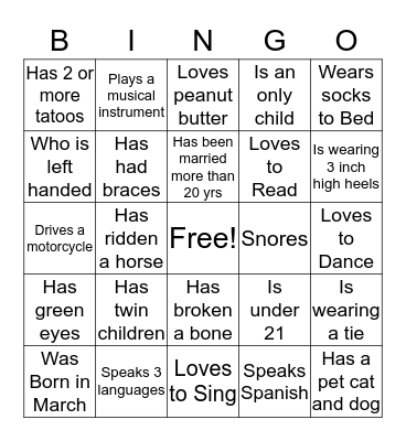 FIND SOMEONE WHO Bingo Card