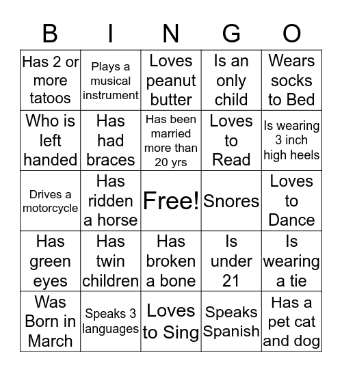 FIND SOMEONE WHO Bingo Card