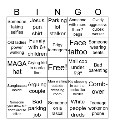 Mall Bingo Card