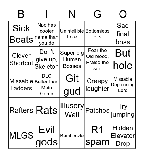 Soulsborne Bingo Card