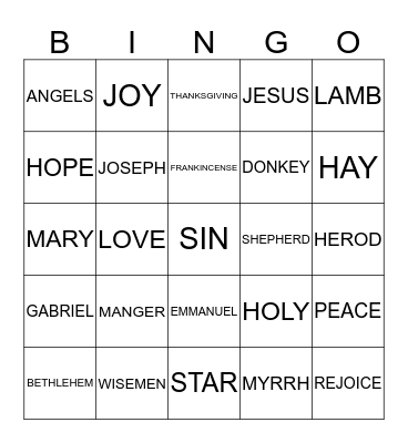 CHRISTMAS BINGO Card