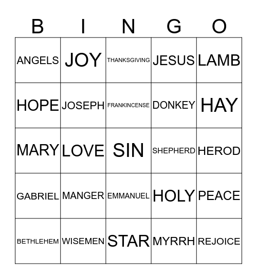 CHRISTMAS BINGO Card