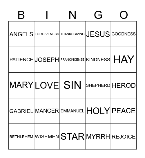 CHRISTMAS BINGO Card