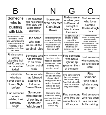 Team Incentive Bingo (you can only use the same person twice) Bingo Card