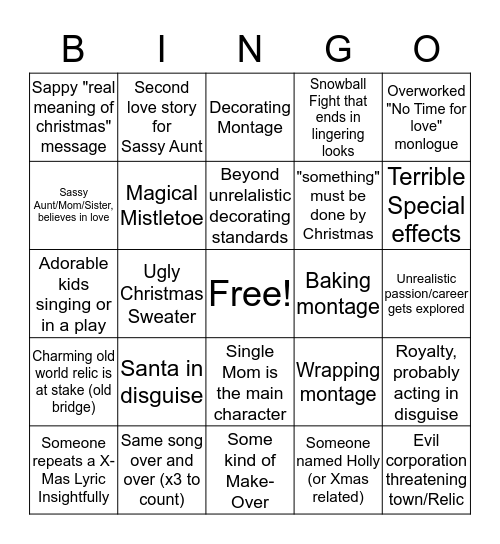 Christmas Movie Bingo Card