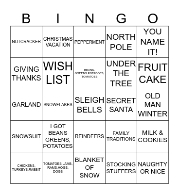 Christmas Bingo Card