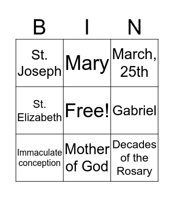 Hail Mary bingo  Bingo Card