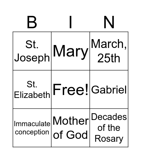 Hail Mary bingo  Bingo Card