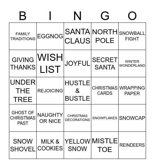 Christmas Bingo Card