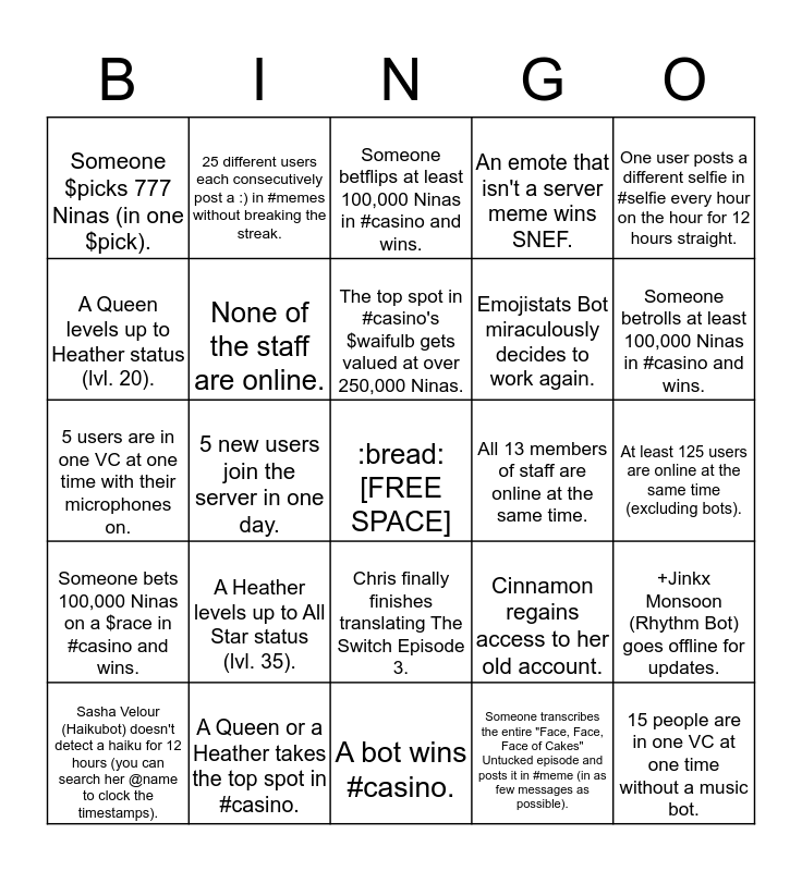 Rupaul S Drag Race Dragula Discord Server Bingo Bonanza V 12 1 Bingo Card