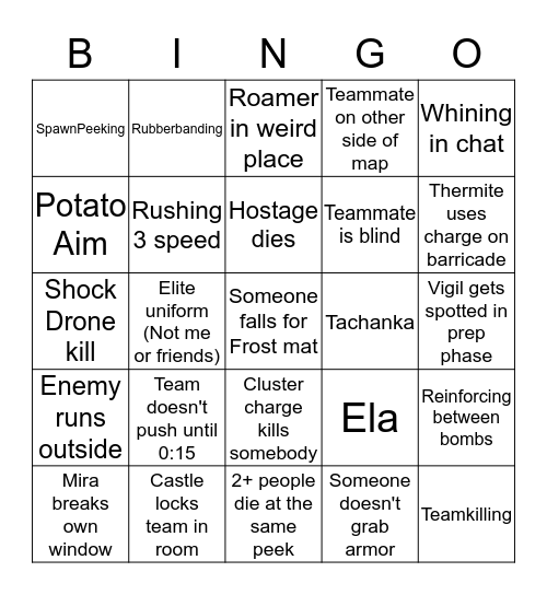 Rainbow Casual Bingo Card