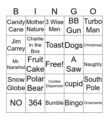 Christmas Bingo 2017 Bingo Card