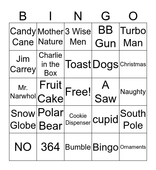 Christmas Bingo 2017 Bingo Card