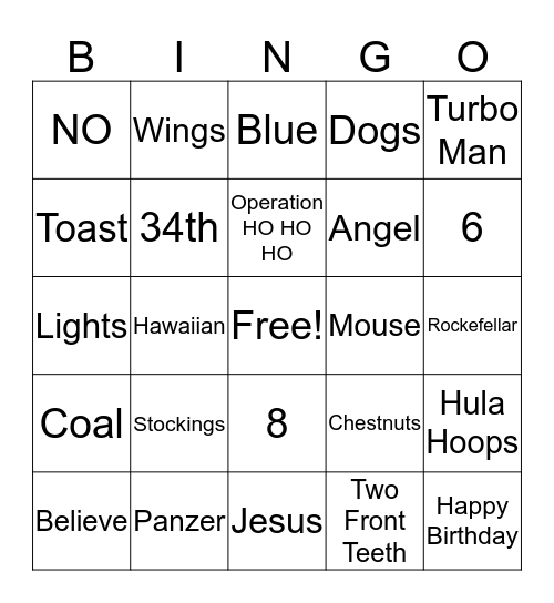 Christmas Bingo 2017 Bingo Card