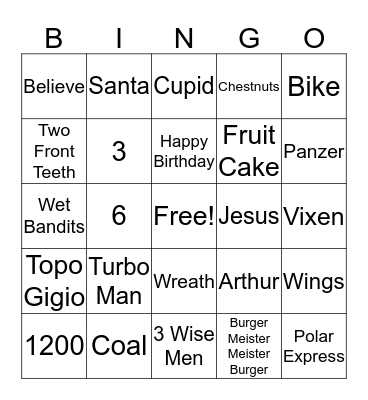 Christmas Bingo 2017 Bingo Card