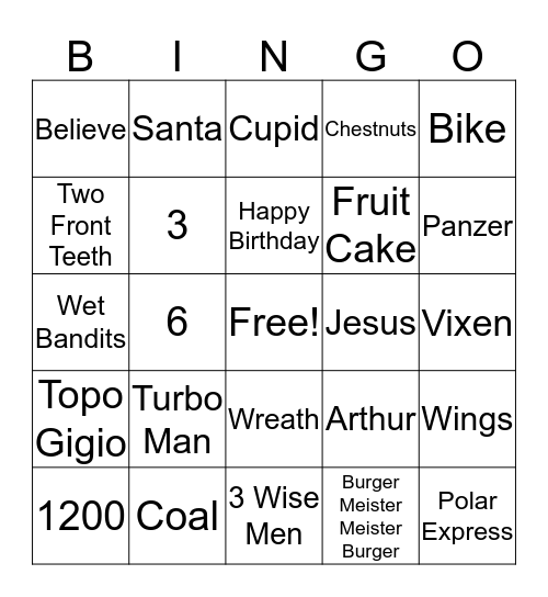 Christmas Bingo 2017 Bingo Card