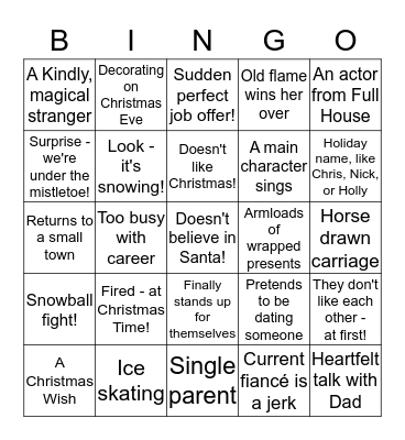 Hallmark Christmas Movie Bingo Card