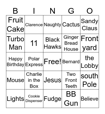 Christmas Bingo 2017 Bingo Card