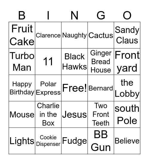 Christmas Bingo 2017 Bingo Card