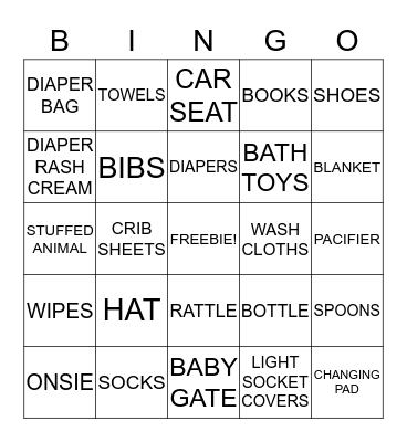 Baby Bingo Card