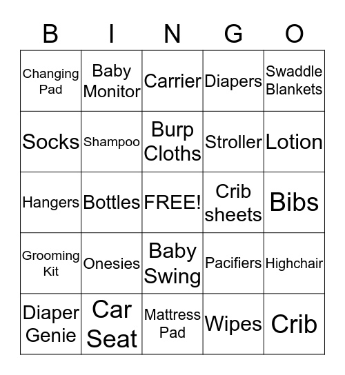 Things Baby Joshua Needs Bingo Card