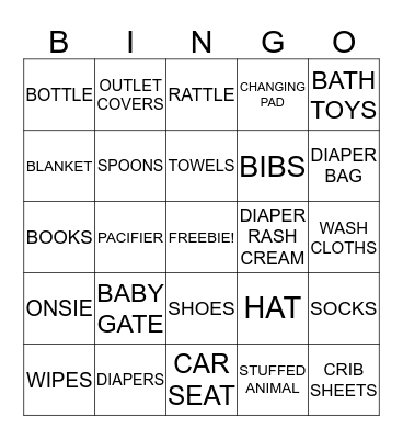 Baby Bingo Card