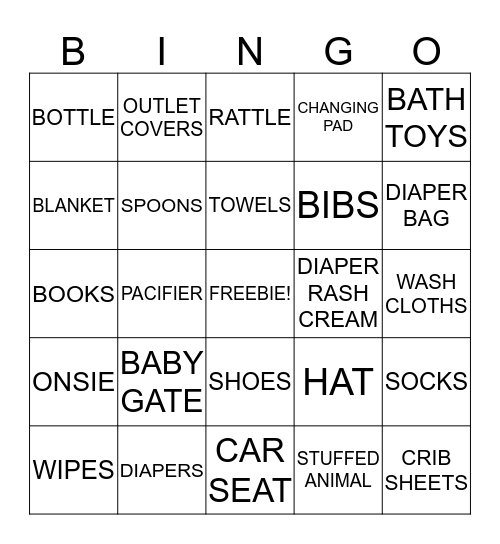 Baby Bingo Card