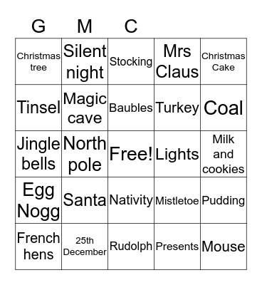 Goolwa Christmas bingo Card