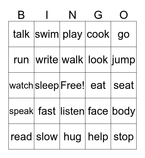 vocabulary Bingo Card