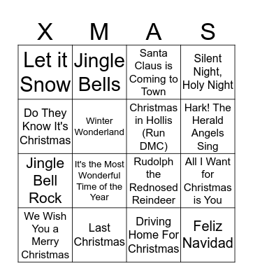 Christmas Song Bingo! Bingo Card