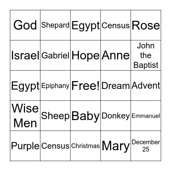 Christmas Bingo! Bingo Card