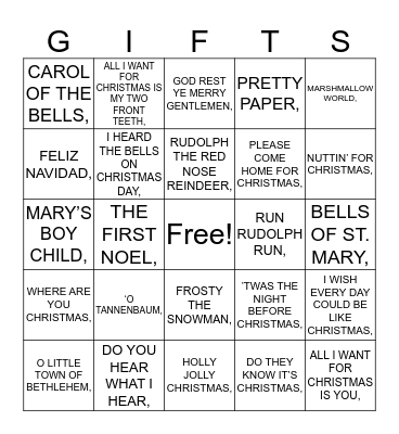 GIFTS Bingo Card