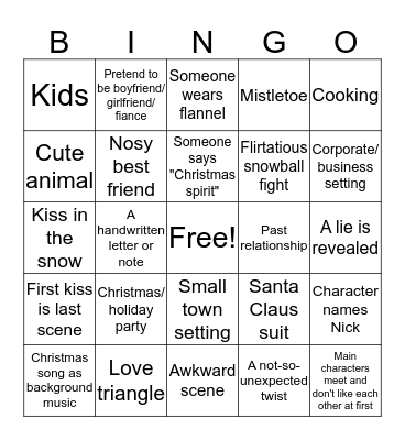 Hallmark Movie Bingo Card