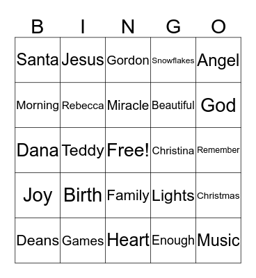 Merry Christmas! Bingo Card