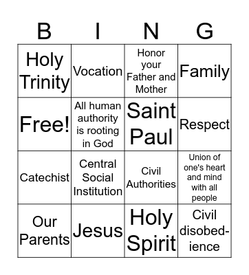 Respecting Authority Bingo Card