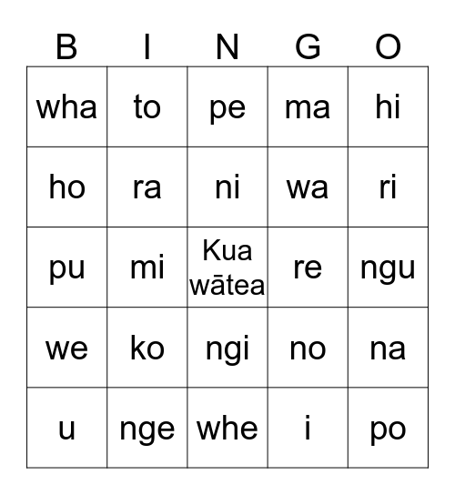 Te Ara Pūoro Māori Bingo Card