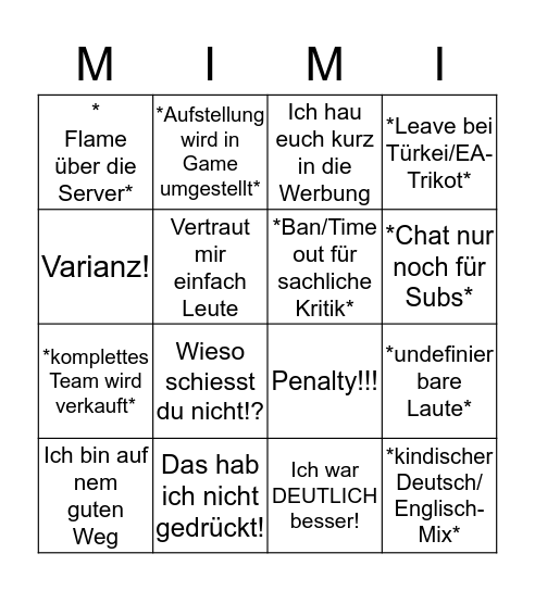 Mimimi-Mirzers WL Bingo Card