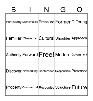 Pronunciation Bingo Card