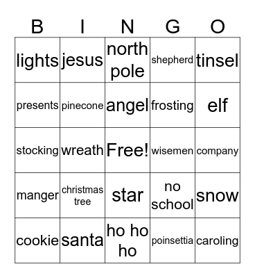 CHRISTMAS BINGO Card