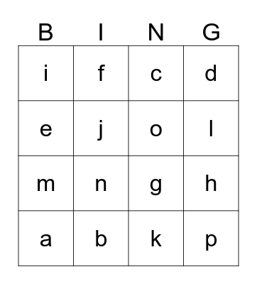Alphabet Bingo Card