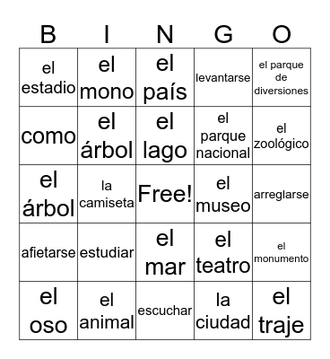 bingo Bongo Bingo Card