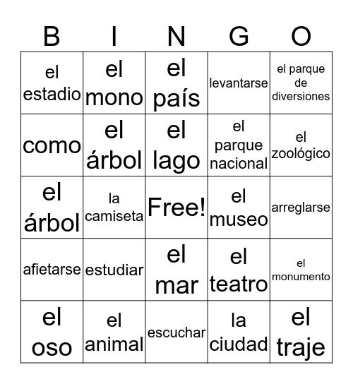 bingo Bongo Bingo Card