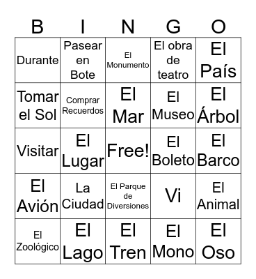 Vocab Bingo Card