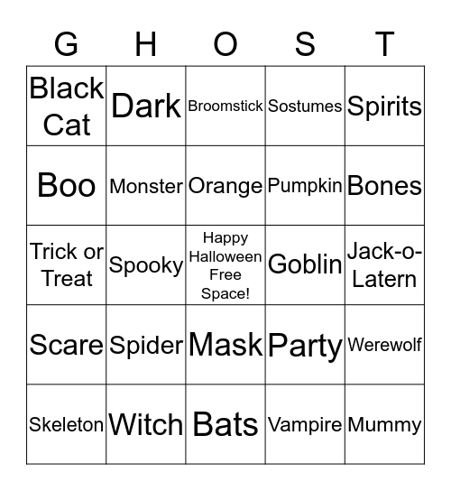 Halloween Bingo Card
