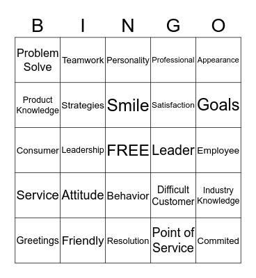 Customer Service BINGO  Bingo Card