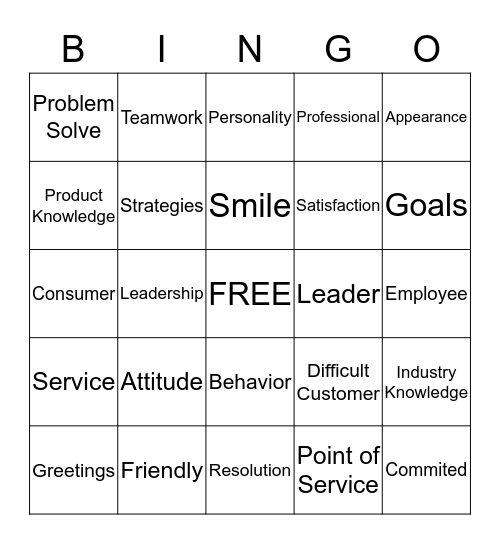 Customer Service BINGO  Bingo Card