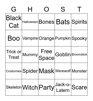 Halloween Bingo Card
